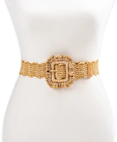 Sam Edelman Women's Scalloped Edge Raffia Woven Belt