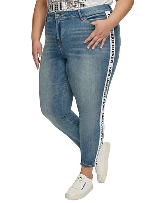 Karl Lagerfeld Paris Plus Logo-Tape Slim-Leg Jeans, First@Macy's