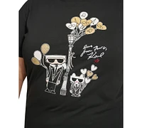 Karl Lagerfeld Paris Plus Size Embellished Graphic-Print T-Shirt, First@Macy's