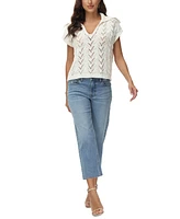 Frye Women's Sailor-Collar Crochet Pullover Top