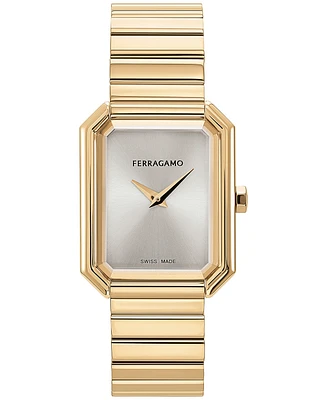 Salvatore Ferragamo Women's Swiss Gold Ion Plated Stainless Steel Bracelet Watch 27x34mm