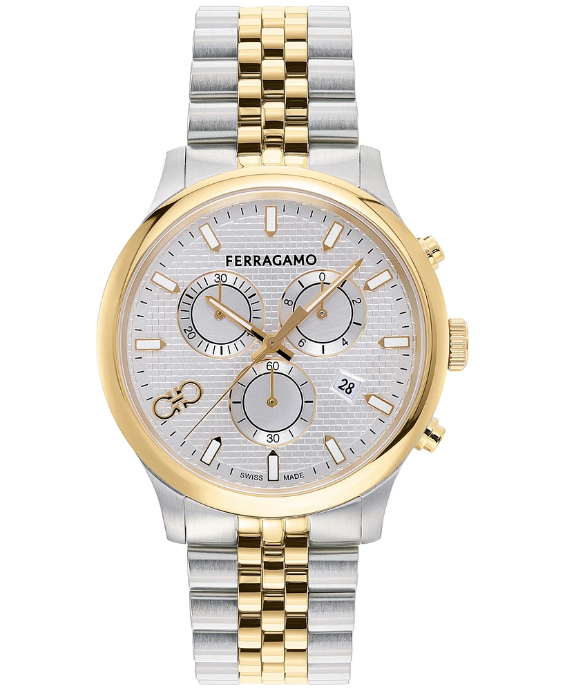 Salvatore Ferragamo Men's Swiss Chronograph Two-Tone Stainless Steel Bracelet Watch 42mm