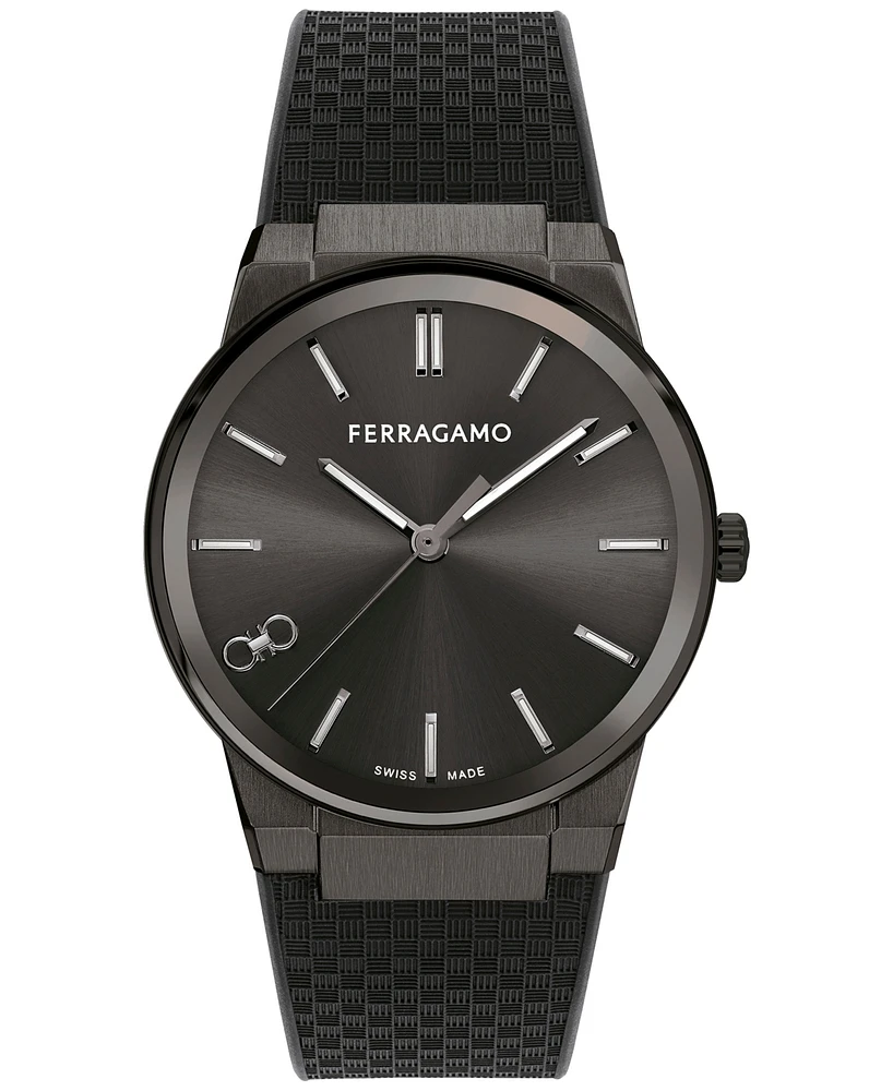 Salvatore Ferragamo Men's Swiss Black Rubber Strap Watch 41mm