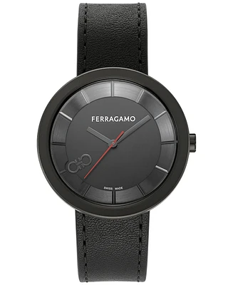 Salvatore Ferragamo Women's Swiss Black Leather Strap Watch 35mm