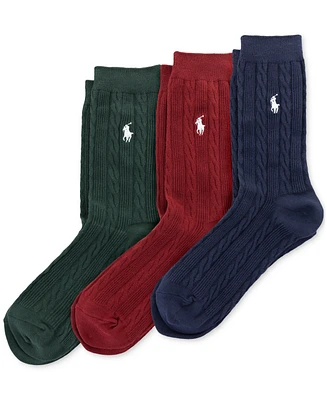 Polo Ralph Lauren Women's 3-Pk. Cable-Knit Crew Socks