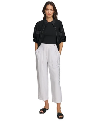 Dkny Women's Belted Pleated Pants