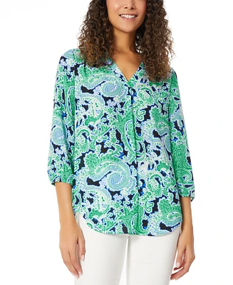 Jones New York Women's Paisley-Print 3/4-Sleeve Tunic Top