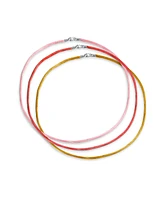 Bling Jewelry Set Of Three Soft Thin Satin Pink Red Yellow 16 Inch Silk Cords Strand Necklace For Pendant Layering Women Men Sterling Silver Lobster C