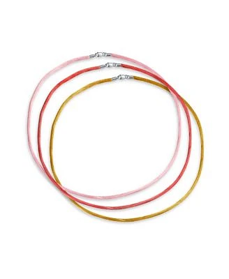 Bling Jewelry Set of Three Satin Cord Necklaces Multi Colors 16 Inch with Silver Clasp
