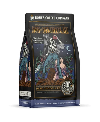 Bones Coffee Ground Coffee | 12 oz Medium Roast Arabica Low Acid Flavored Coffee | Dark Chocolate Flavor Company