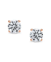 Bling Jewelry 1CT Round Cz Stud Earrings For Women Rose Yellow Gold Plated Sterling Silver Cz Solitaire