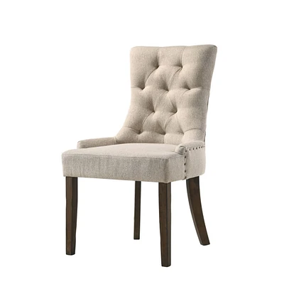 Simplie Fun Farren Side Chair, Beige Fabric & Espresso Finish