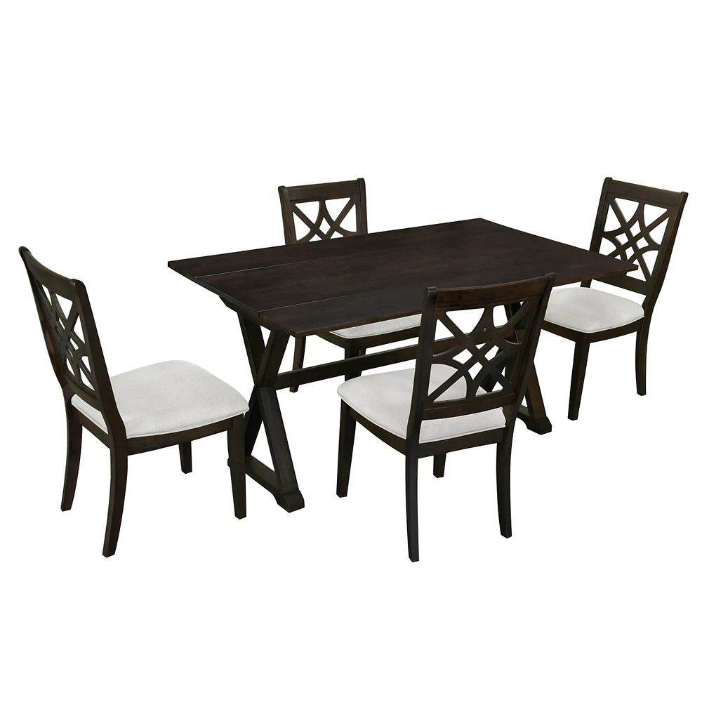 Simplie Fun 5-Piece Extendable Dining Set with Console Table & Chairs