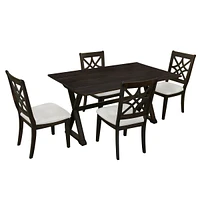 Simplie Fun 5-Piece Extendable Dining Set with Console Table & Chairs