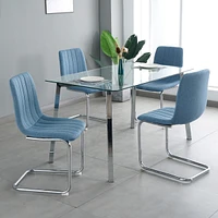 Streamdale Furniture 51.1" Dining Table Set with Clear Glass and Chrome Legs