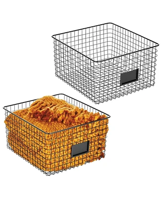 mDesign Bedroom Closet Storage Organizer Basket, Label Slot, 2 Pack
