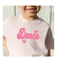 Little and Big Girls Dance Script Patch Short Sleeve T-Shirt