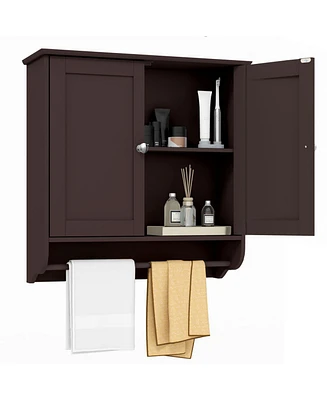 Wall Mounted Bathroom Storage Medicine Cabinet with Towel Bar