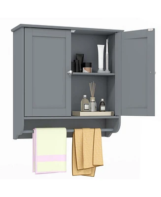 Wall Mounted Bathroom Storage Medicine Cabinet with Towel Bar