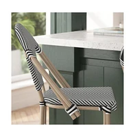 Mael Set Of Two Stacking Bistro Style Counter Stools With Textilene Backs And Seats Metal Frames For Indoor/Outdoor Use