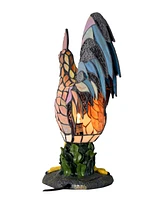 Dale Tiffany 17.5" Tall Morning Rooster Handmade Genuine Stained Glass Shade Accent Lamp - Multi