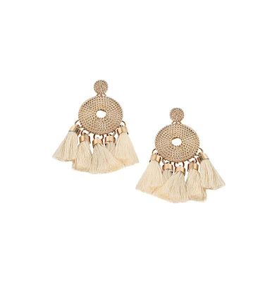 Sohi Women's Gold Tassel Drop Earrings