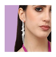 Sohi Women's Silver Bling Drop Earrings