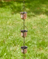 Glitzhome 8.5' 15-Piece Faux Copper Cup Shaped Rain Chain with V-Shaped Gutter Clip