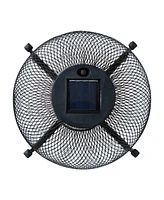 Glitzhome 11.5" H Set of 2 Metal Mesh Solar Powered Edison Bulb Outdoor Lantern with Stand