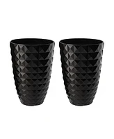 Glitzhome 19.75" H Oversized Set of 2 Pe and Stone Faux Ceramic Diamond Textured Tall Planter