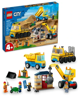 Lego City 60391 Great Vehicles Construction Trucks & Wrecking Ball Crane Toy Vehicle Building Set