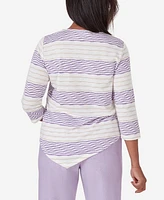 Alfred Dunner Women's Garden Party Spliced Stripe Texture Top