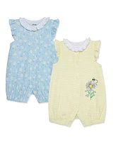 Little Me Baby Girls Daisies 2 Pack Rompers
