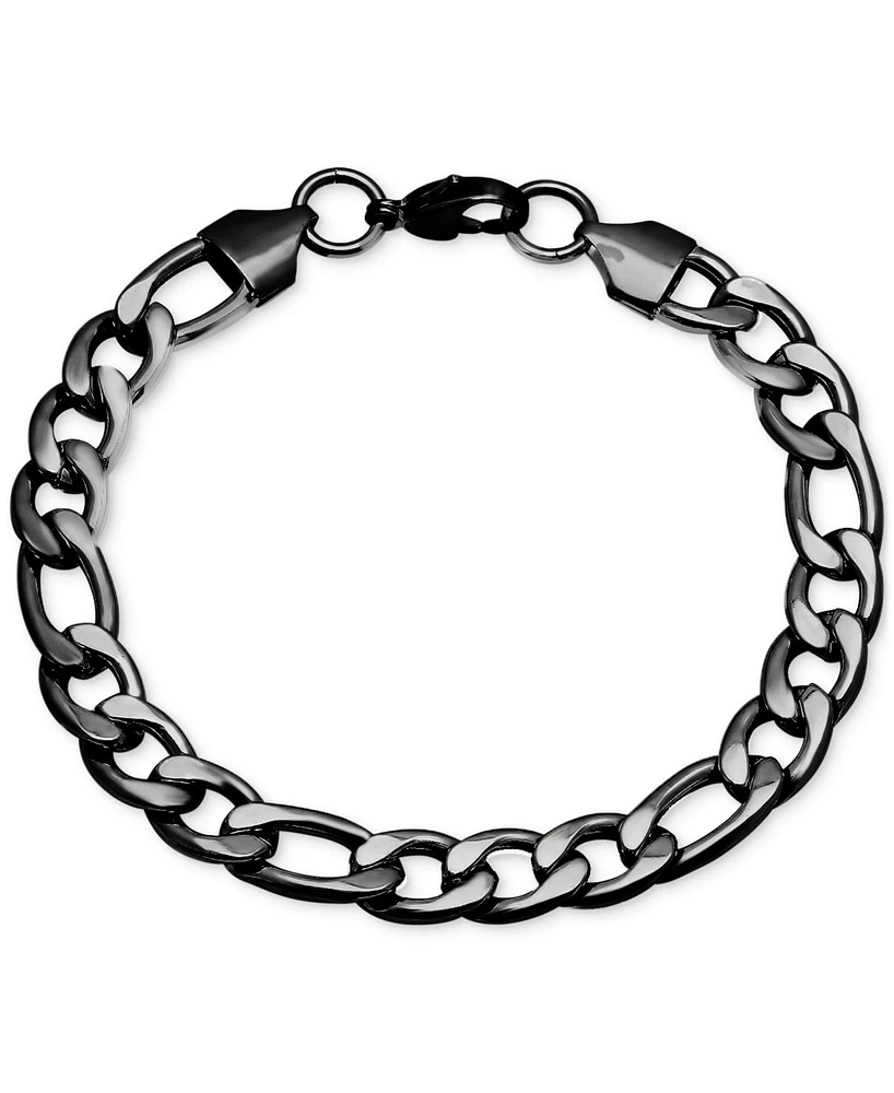 Steeltime Men's Black Ip Stainless Steel Franco Link Chain Bracelet