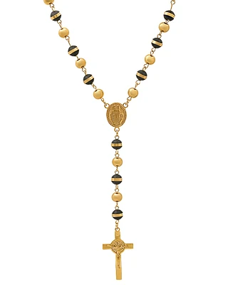 Steeltime Men's Stainless Steel Prayer Rosary 28" Lariat Necklace