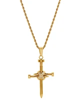 Blackjack Men's Cubic Zirconia Nail X Cross 24" Pendant Necklace