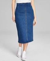 And Now This Women's High-Waist Denim Midi Skirt, Created for Macy's