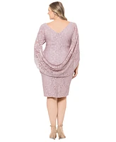 Betsy & Adam Plus Lace Capelet Sheath Dress