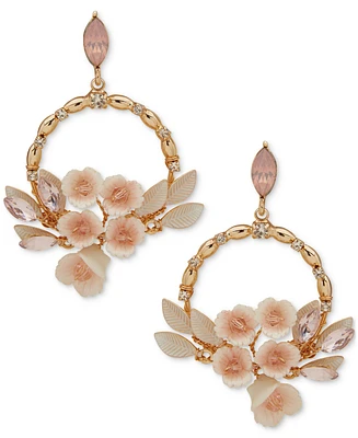lonna & lilly Gold-Tone Crystal & Bead Flower Chandelier Earrings