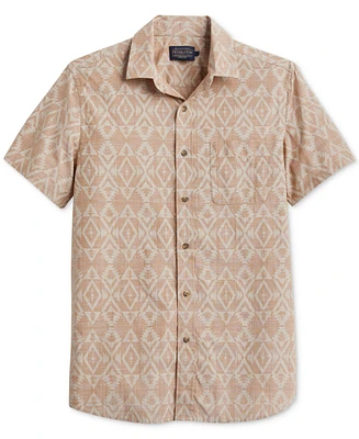 Pendleton Men's Deacon Chambray Tile Print Short Sleeve Button-Front Shirt