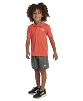 adidas Toddler & Little Boys 2-Pc. Logo-Print Mesh Polo Shirt Shorts Set