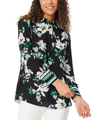 Jones New York Women's Long-Sleeve Floral-Print Tunic Blouse