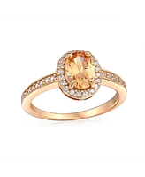 Bling Jewelry Classic Halo Oval Solitaire Promise Ring Thin Band Cubic Zirconia 925 Sterling Silver