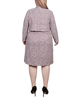 Ny Collection Plus Long Sleeve Jacket and Tweed Dress, 2 Piece Set