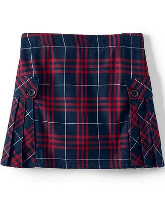 Lands' End School Uniform Girls Child Side Pleat Plaid Skort Above the Knee