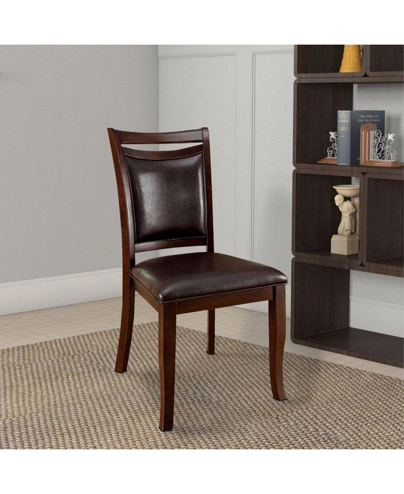 Simplie Fun Set of 2 Dark Cherry Espresso Dining Chairs