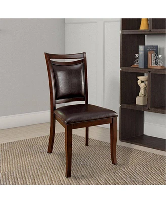 Simplie Fun Transitional Dining Room Side Chairs Set Of 2 Chairs Only Dark Cherry Espresso Padded Leatherette Seat