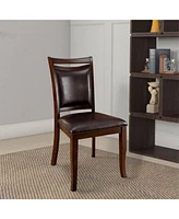 Simplie Fun Set of 2 Dark Cherry Espresso Dining Chairs