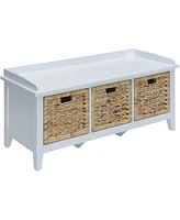 Simplie Fun Flavius Bench W/Storage In White