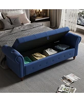 Streamdale Furniture Bed Bench Navy Blue Fabric